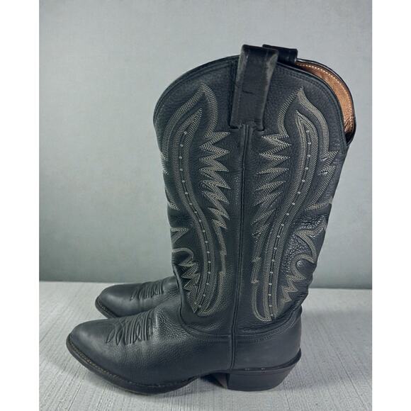 Nocona Men’s Black Leather Cowboy Boots Size 8 D Made in USA Western Boots - Picture 1 of 16